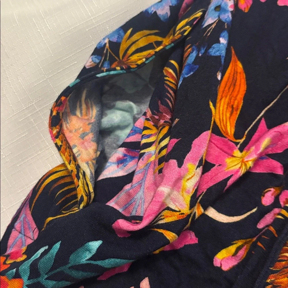 Soma Cool Nights kimono-style wrap robe Blooming Tropical Navy pattern SZ L/XL - Picture 11 of 11